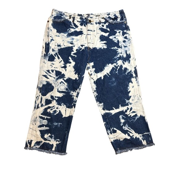 Kyoto Kasuals EST. 1996 Vintage Y2K Denim Bleach Wash Cropped Capri Size 9/10 - Picture 1 of 8